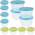 MANLINGDA 12 Clear Plastic Food Storage Jars with Lids for Travel