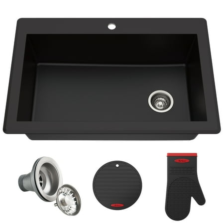 KRAUS Forteza™ 33” Dual Mount Single Bowl Granite Kitchen Sink in (Best Undermount Sinks For Granite Countertops)