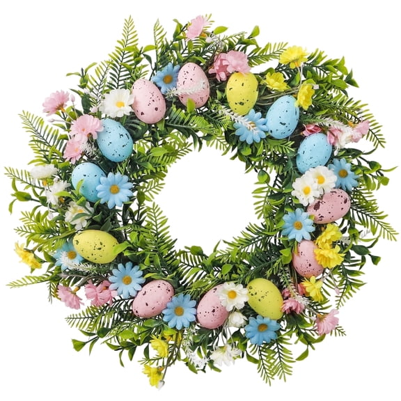 Scidweet 18" Easter Wreaths, Spring Artificial Easter Egg Wreaths Decorations for Front Door Home Window Wall Party Decor
