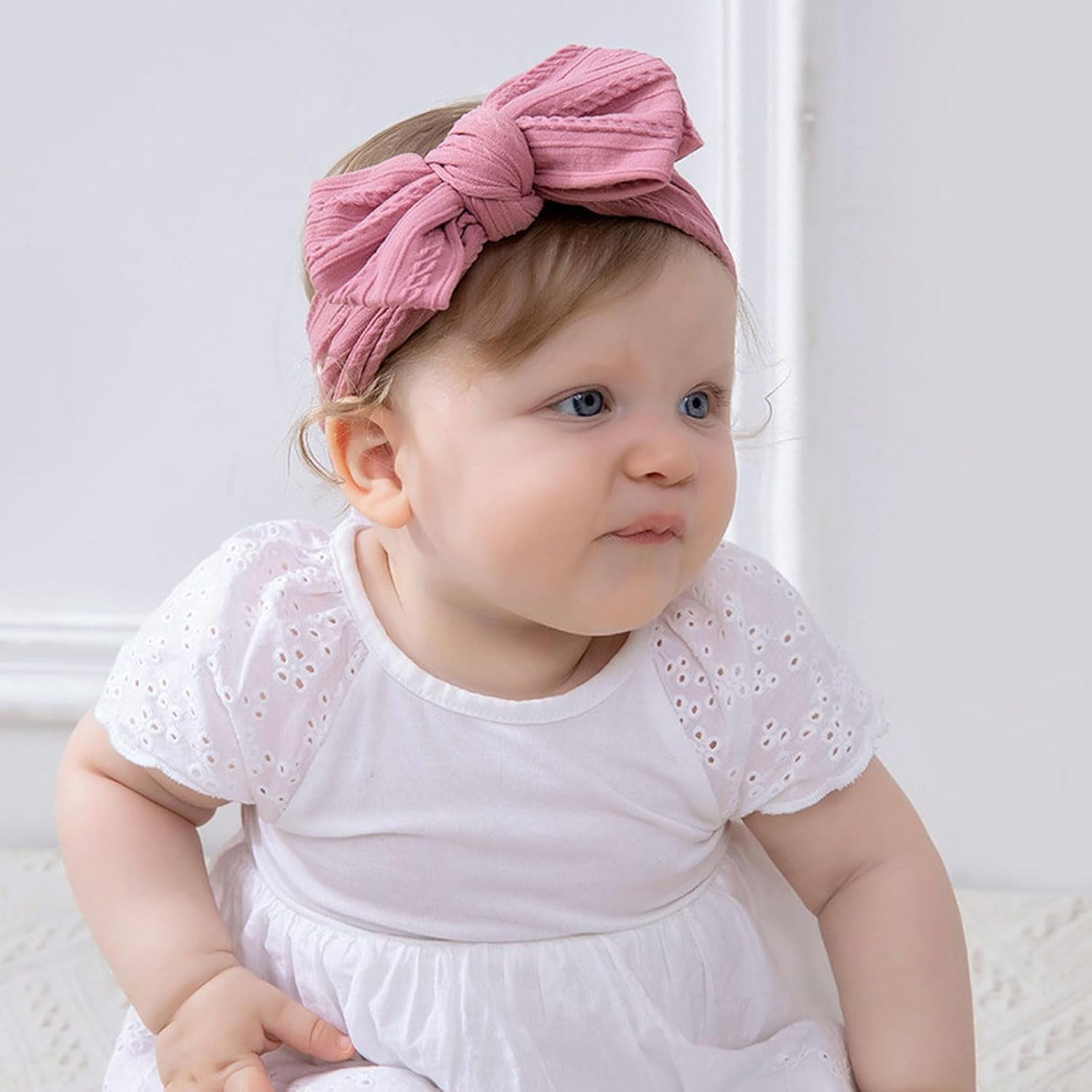 Baby Girls' Headband Set, 20 Pieces Stretchy Nylon with Bows, Lightweight & Soft, for Newborn to Toddler
