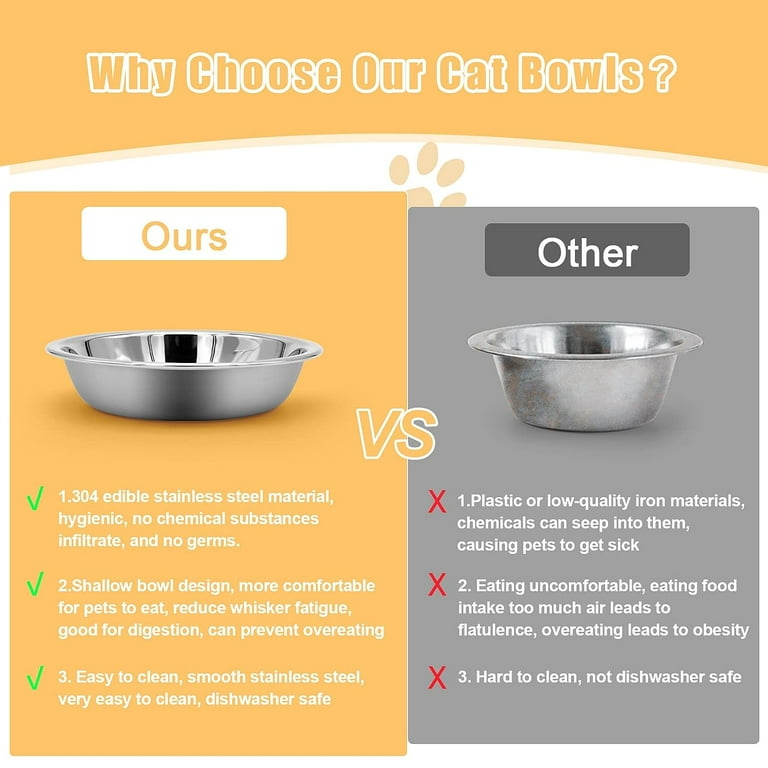 Cat Food Bowl Domensi 12-Pack Stainless Steel Whisker-Friendly Cat