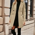 thumbnail image 5 of Fnooota Womens Wool Blend Coats, Double Breasted Lapel Collar Winter Mid-length Peacoats for Women Beige Size S-2XL, 5 of 8