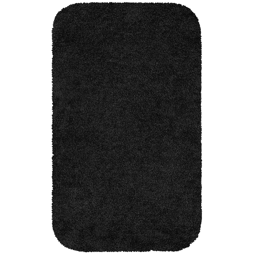 Mainstays Basic Bath Rug, Rich Black, 23" x 38"