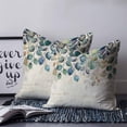 thumbnail image 2 of Pillow Covers 20x20 Set of 2, Blue Teal Botanical Throw Pillow Covers Decorative Couch Cushion Cover, Weeping Fall Eucalyptus Leaves Rustic Microfiber Soft Square Pillowcases for Bedroom Sofa, 2 of 7
