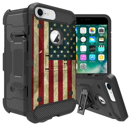 Carbon Fiber MINITURTLE iPhone 6s Phone Case [Shock-Resistant MAX GUARD iPhone 6s Case Compatible with iPhone 6] Belt Clip & Kick-Stand Combo for iPhone 6s - American Flag (Best Motels In America)
