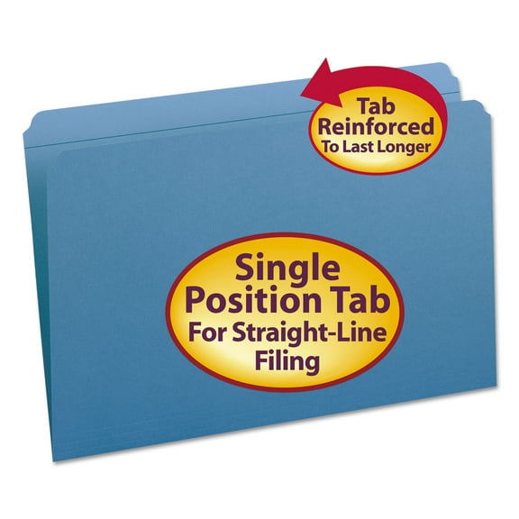 Smead File Folders Straight Cut Reinforced Top Tab Legal Blue 100/Box 17010