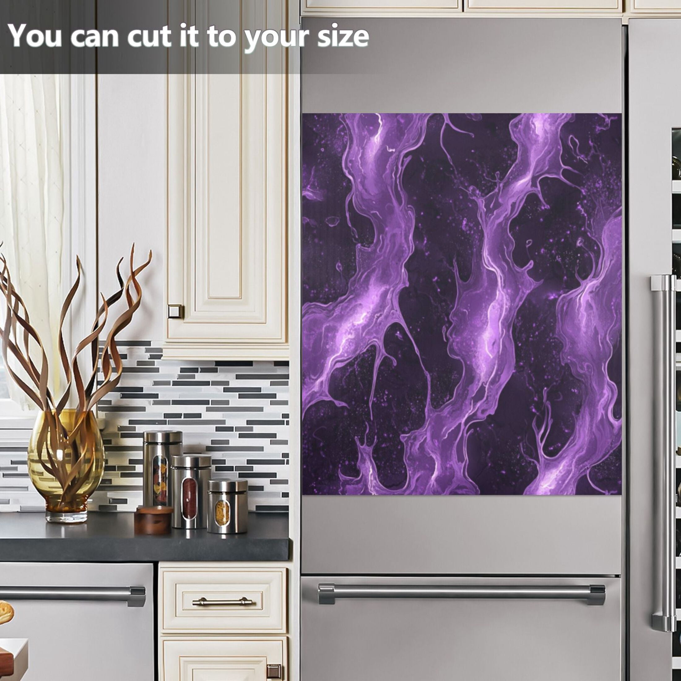 Dishwasher Magnetic Sticker 23x26 Inch Refrigerator Magnetic Sticker Washing Machine Magnetic Sticker Kitchen Panel Magnetic Sticker Home Decor Purple River Pattern