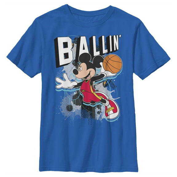 Boy's Mickey & Friends Mickey Mouse Ballin'  Graphic Tee Royal Blue X Large