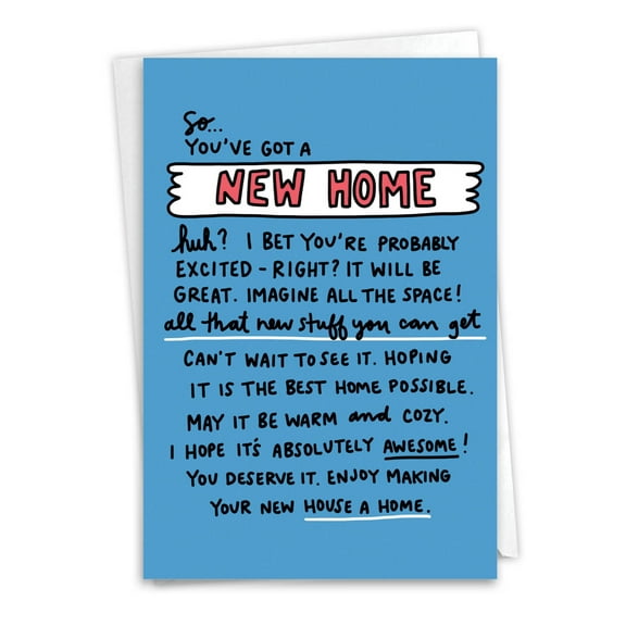 NobleWorks Funny New Home Greeting Card with 5 x 7 Inch Envelope (1 Card) Housewarming House A Home C9588NHG