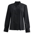 thumbnail image 4 of HUANBAI Elegant Solid Color Designer Blouse With Flowing Tie Detail And Long Sleeves For Wear And Evening Outfits Women Dress Shirts, 4 of 4