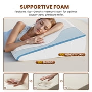 GIANNA Wedge Pillow, Memory Foam Bed Wedge for Acid Reflux & Recovery, Removable Washable Cover, White Gray, 23.6×23.6×7.5in