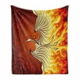 thumbnail image 1 of Orange Soft Flannel Fleece Throw Blanket, Illustration of Flying Phoenix Bird in the Burning Mythical Creature Print, Cozy Plush for Indoor and Outdoor Use, 50" x 70", Orange and Yellow, by Ambesonne, 1 of 6