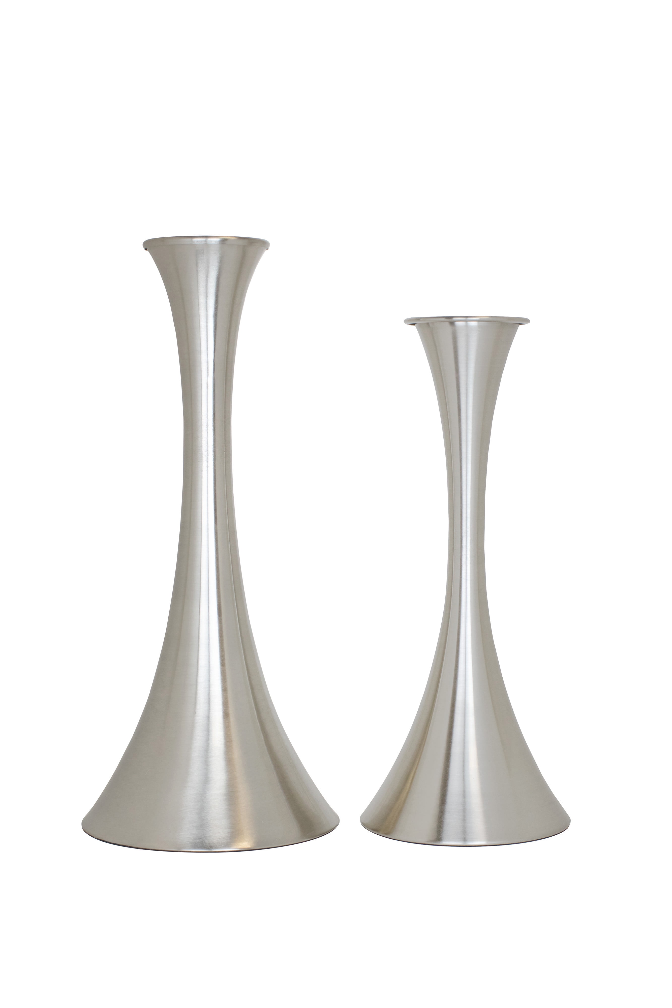 20" & 17" Metal Decorative Candle Holder w/ Brushed Nickel Finish Set
