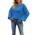 thumbnail image 1 of Lucakuins Suéter de punto para mujer, manga larga, cuello redondo, sólido, suelto, suéter cálido para otoño invierno Lucakuins  moda, 1 of 3