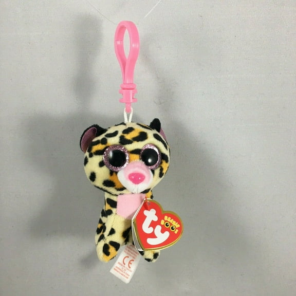 Ty Beanie Boos Livvie the Leopard (Glittery Eyes) Key Clip 3"