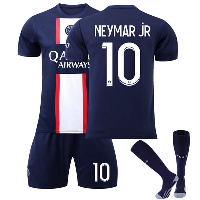 Neymar Jr #10 Kids Soccer Kits Soccer Jersey Training Suit Brazil Away Soccer Jerseys Paris home Kids 18(100-110CM)