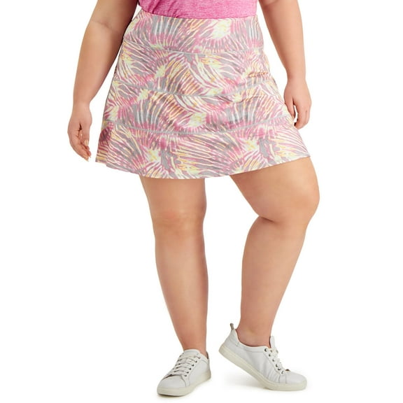 Ideology Womens Activewear Plus Size Tropical-Print Tiered Skort;2X
