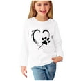 thumbnail image 2 of Holiday Outfits AJTQTH Lovely Dog Paw Heart Pattern Graphic T-Shirts for Kids Boys Girls Casual Long Sleeve Crewneck Pullover Sweatshirts Loose Oversized Baggy Shirts White 4-5 Years, 2 of 4
