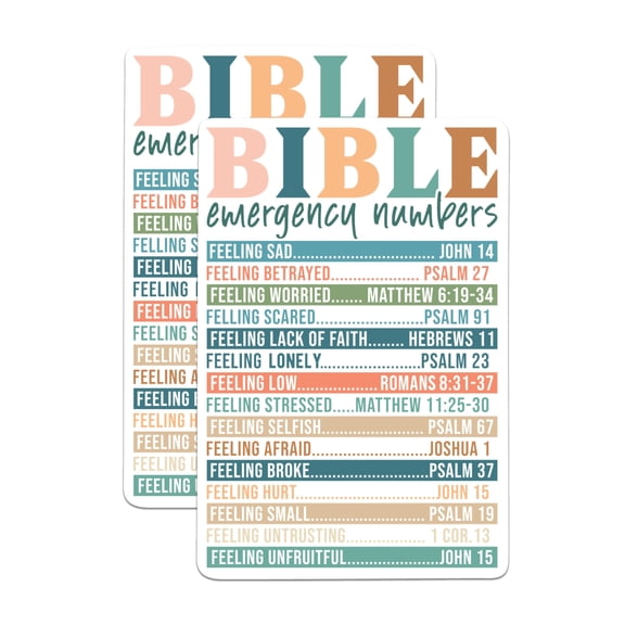 (2 Pack) Bible Emergency Numbers Magnets - Powerful and Empowering Bible Verses - 5 Inches On Longest Side - Premium Magnet - for Cars, Refrigerators, Toolboxes - Made in USA - MAG2164