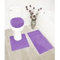 thumbnail image 3 of Gorgeous Home Linen 3-PC (#5) Purple Bathroom Bath Mat Set Includes, 1 Contour Mat, 1 Lid Toilet Cover, 1 Bath Mat Ultra Absorbent with Anti-Slip Backings, 3 of 4