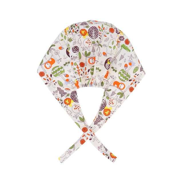 Lions Printed Strappy Hat Cotton Adjustable Dustproof Reusable Working Caps (Free Size)