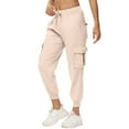 thumbnail image 3 of Crunowin Womens Lightweight Cargo Pants with Pockets Casual Cropped Sport Joggers Beige Size XS, 3 of 7