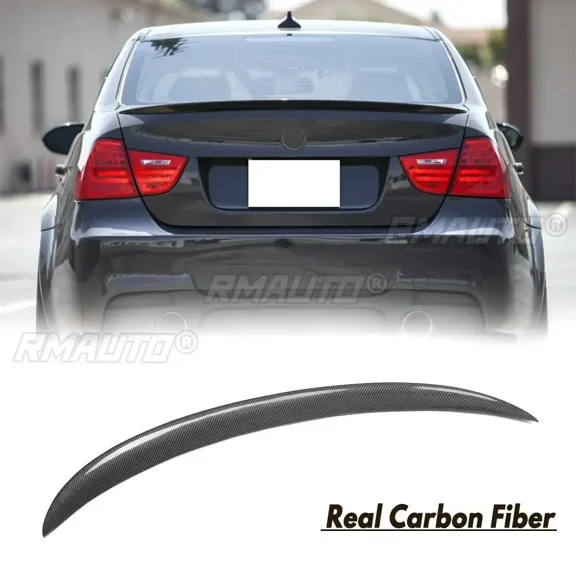Real Carbon Fiber Glossy UV-Coating High Kick P/M4 Type Rear Trunk Spoiler Wing For BMW E90 2006-2011 M3 328i Car Accessories