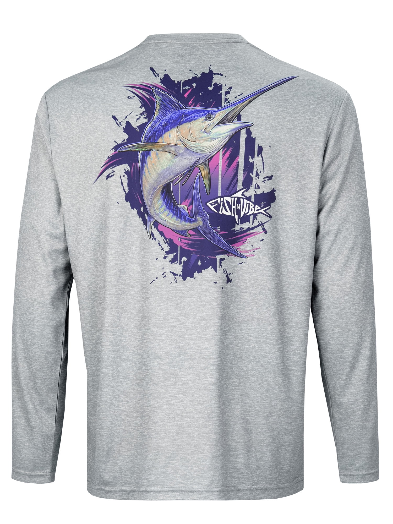 Fish N Vibe Men's Sublimated Long Sleeve Performance Tee, Microchip Sub/Midniute Marlin, 2XL