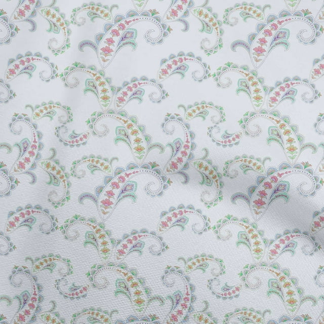 oneOone Georgette Viscose Light Blue Fabric Asian Paisley Sewing Craft Projects Fabric Prints By Yard 42 Inch Wide