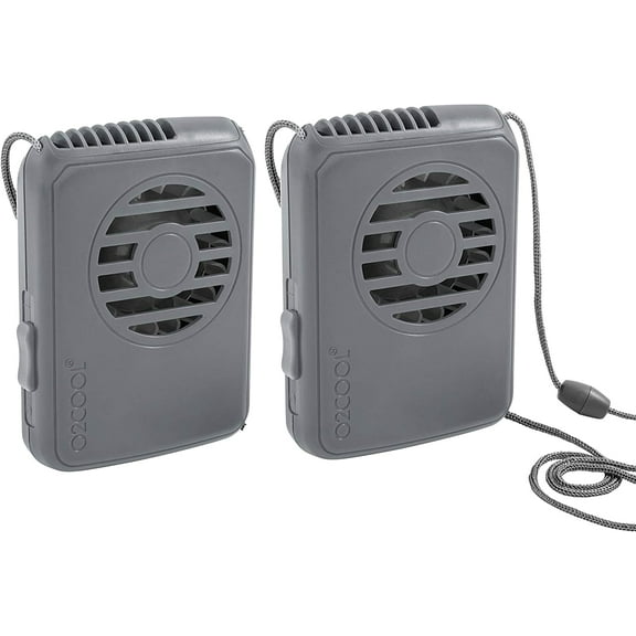 O2COOL 3.5 inch Deluxe Personal Battery Powered Necklace Fan for Cooling (2 Pack) - Gray