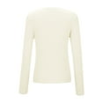 thumbnail image 4 of DuoJiaJ Long Sleeve Shirts For Women V Neck Casual Spring Tops Ribbed Knit Slim Fit Lightweight Pullover Sweaters Oversized Sweaters For Women Beige L, 4 of 4