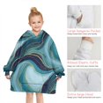 thumbnail image 6 of Blue Gold Wave Marble Pattern Blanket Hoodies for Kids 6-13YR Oversize Wearable Blanket Hoodies for Boys Girls Teens, 6 of 7