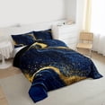 thumbnail image 3 of Homewish Marble Texture Road Queen Comforter Set,Chic Glitter Print Bedding Sets,Gold Blue Bedding Comforter Set For Girls Kids,Super Cozy Room Decor Reversible,3 Pieces, 3 of 8