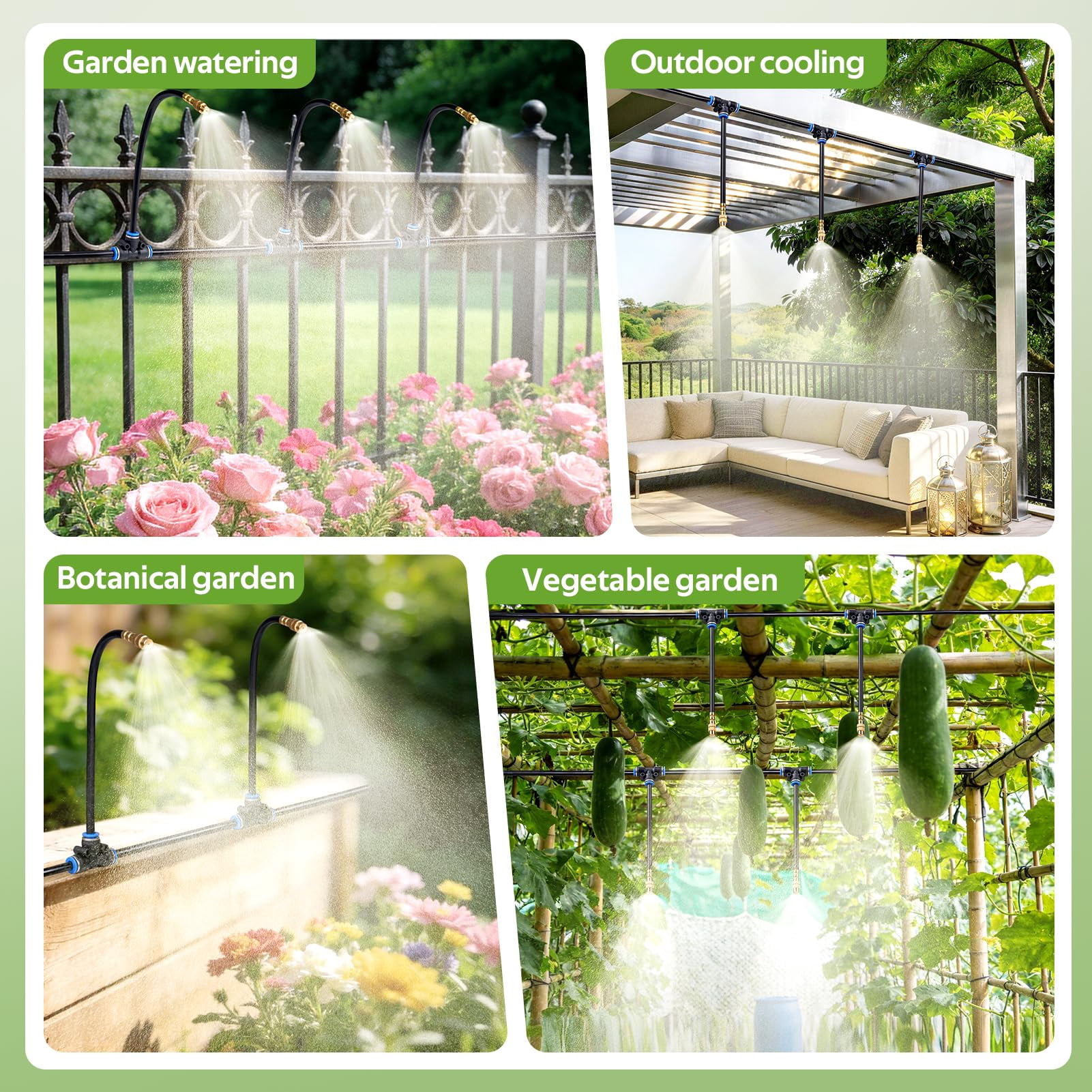 360° Adjustable Drip Irrigation System 164ft With Timer  1/4" Tubing And Copper Nozzles Automatic Atomizing Watering Kit For Garden Yard Lawn Greenhouse & Potted Plants