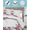 thumbnail image 4 of Quilts Twin Size Bedding Set, Spring Floral Lightweight Quilted Comforter, Red Cherry Flowers Branches Oil Painting Art Soft Reversible Bedspread Coverlet with Pillow Covers for All Season, 68" x 86", 4 of 7