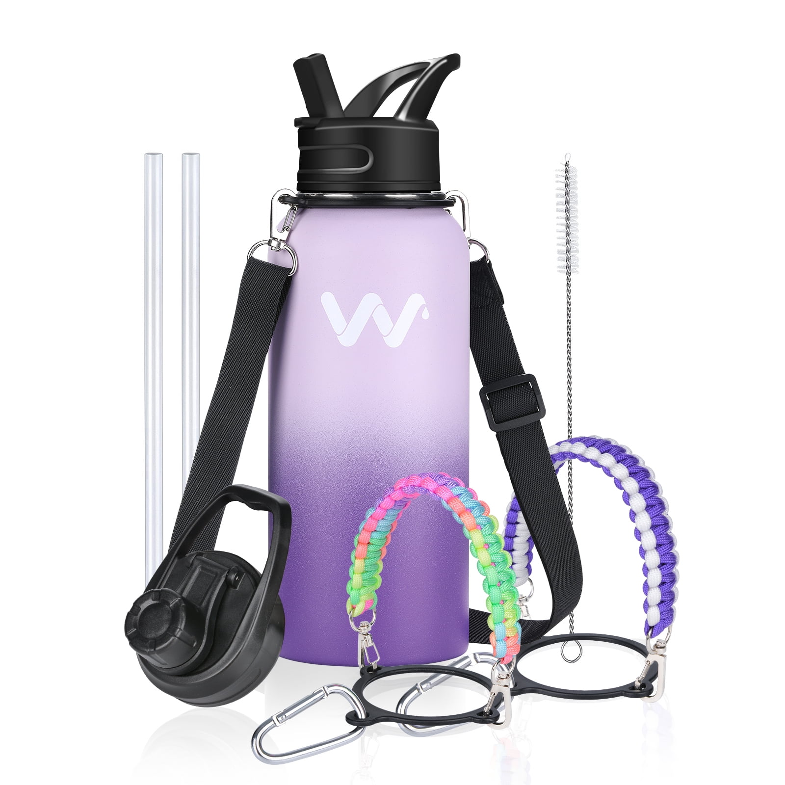 Insulated Water Bottle With Straw Lid & Spout Lid, 32 oz Vacuum