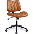 thumbnail image 2 of FASTES Armless Office Desk Chair, Ergonomic Desk Chair Mid-Century Modern Swivel Vanity Chair PU Leather Computer Task Chair for Small Space & Home Office, Brown, 2 of 8
