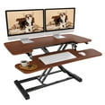 thumbnail image 2 of FitStand Home Office Standing Desk Converter, 35" Height Adjustable Desk Riser with Keyboard Tray, Mahogany, 2 of 9