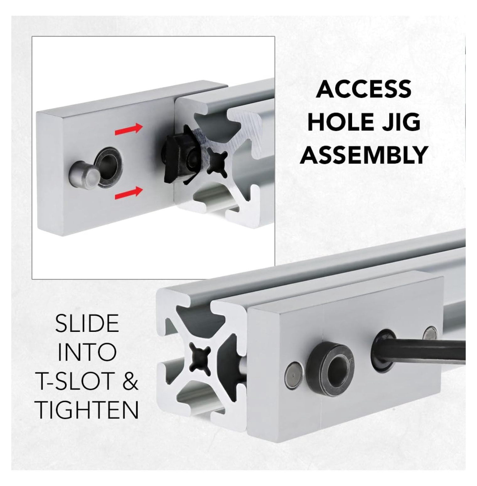 8020, 6075, 15 Series, Access Hole Drill Jig for 1.5" x 1.5" T-Slot Aluminum Extrusion Tools