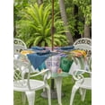 thumbnail image 3 of Outdoor Tablecloths with Umbrella Hole & Zipper, Watercolor Floral Round Tablecloths 60 Inch, Spring Flowers Butterflies Leaves Green Waterproof Table Cloth, Patio/Pool/Picnic Table Covers, 3 of 8