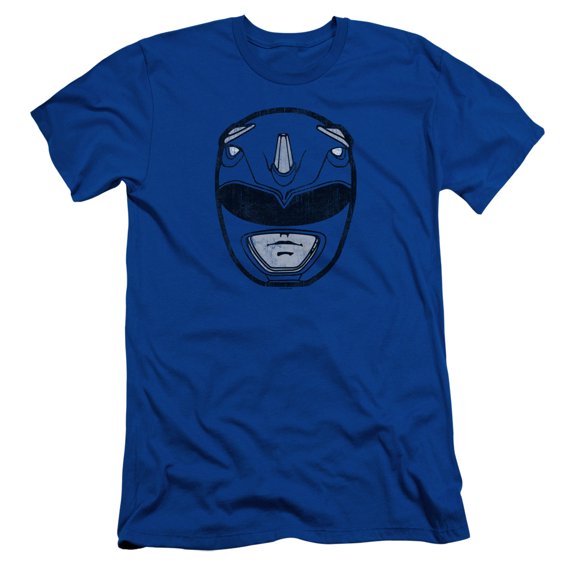 Power Rangers Blue Ranger Mask Adult 30/1 T-Shirt Royal Blue