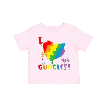 

Inktastic Pride Heart Kid Finger Paint I Love My Guncles! Gift Toddler Boy or Toddler Girl T-Shirt