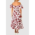 thumbnail image 6 of PRETTYGARDEN Women's Summer Boho Midi Dress Off Shoulder Puff Sleeve Print Smocked Ruffle Beach Long Flowy Dresses, 6 of 6