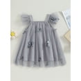 thumbnail image 4 of Raccmtaty Baby Girl Tulle Dress Fly Sleeve Square Neck Tutu Dress 3D Flower/Butterfly Party Dress, 4 of 9