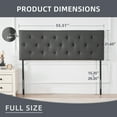 thumbnail image 2 of Linen Upholstered Headboard Full Size, Modern Diamond Tufting Solid Wood Full XL Headboard Only, Adjustable Height from 37” to 51” Head Board, Bed Frame or Wall Mount Headboards, Dark Grey, 2 of 8