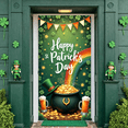 thumbnail image 5 of Green Theme St. Patrick's Day Banner Shamrock Pattern Irish Festival Display Gold Coins Design Beer Mug Leprechaun Backdrop for St. Patrick's Day Party Irish Celebration Pub Event, 5 of 9