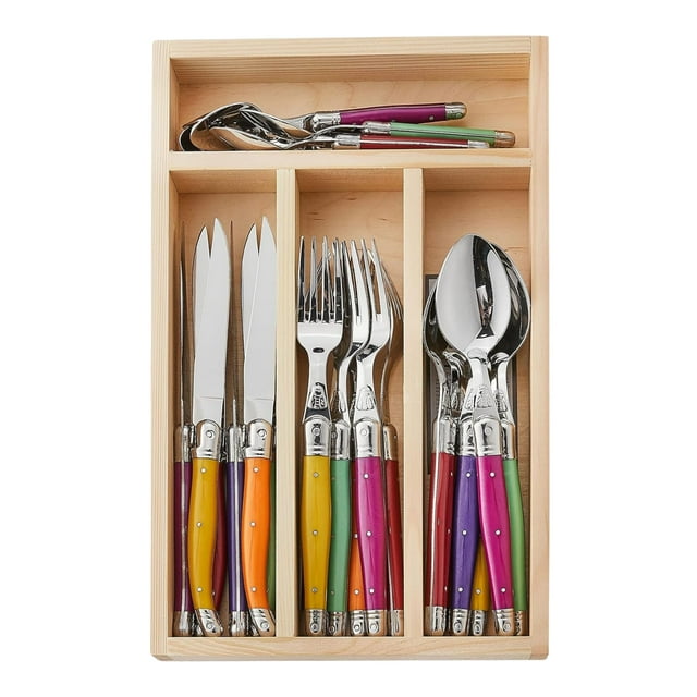 Juego de cubiertos Jean Dubost Laguiole de 24 piezas con bandeja de madera