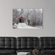 thumbnail image 3 of Cuadro decorativo lienzo cabaña de piedra nevada invierno arroyo puente niños trineo bosque de pinos paisaje navideño acogedor, arte invernal, decoración sala dormitorio estilo campirano mexicano, 3 of 6