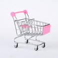 thumbnail image 2 of Mini carrito de compras Carrito de supermercado Carrito de compras Modo de carrito de utilidad Almacenamiento Juguete Accesorio de escritorio y decoración (Acero inoxidable rosa), 2 of 5