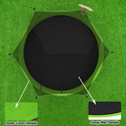 14FT Trampoline for Kids and Adults,Outdoor Large Recreational Trampoline with Ladder and Basketball Hoop,Green